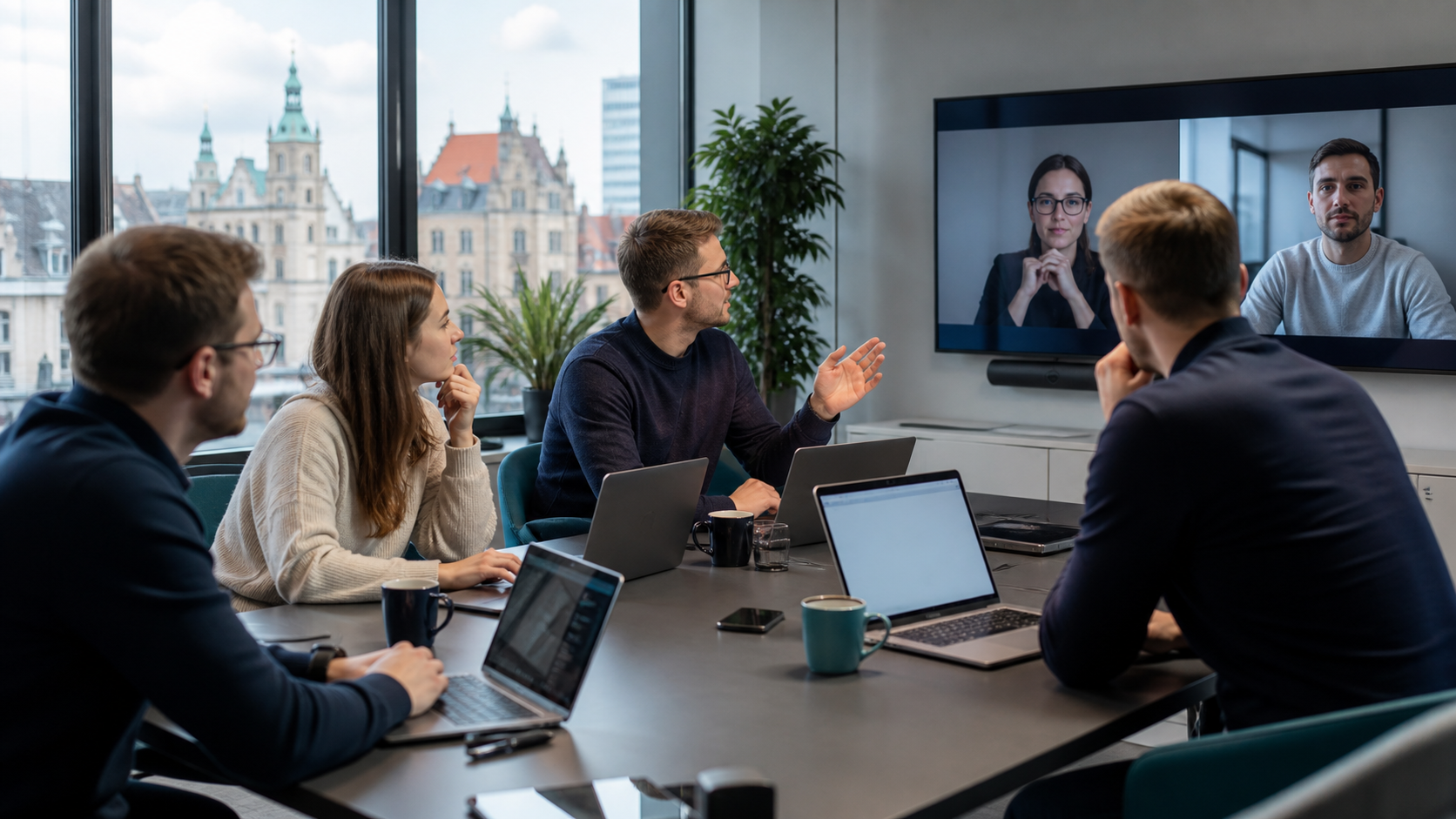 Équipe IT polonaise collaborant avec un client européen sur un projet international